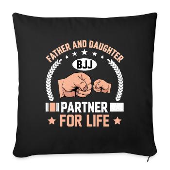Père et fille BJJ Partenaires pour la vie - Housse de coussin décorative 45 x 45 cm - noir - Devant