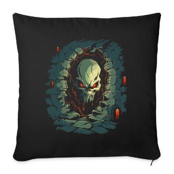 Dans le donjon de l’horreur se trouve un crâne - Housse de coussin décorative 45 x 45 cm - noir - Devant
