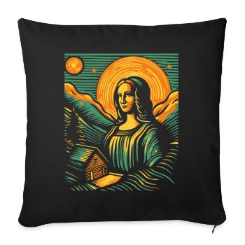 Art and the Alps: The Alpine Hut and Nature Lisa - Sofa pillowcase 17,3'' x 17,3'' (45 x 45 cm) - black - Front