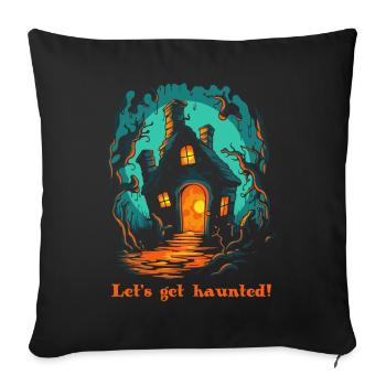 Une cabane hantée dans les bois pour Halloween - Housse de coussin décorative 45 x 45 cm - noir - Devant