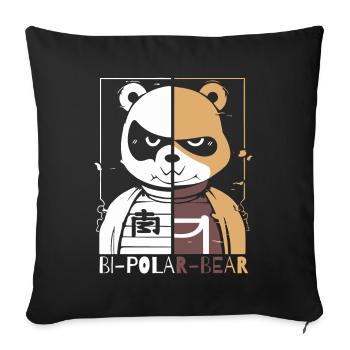 Bipolar Polar Bear or Polar Bear - Sofa pillowcase 17,3'' x 17,3'' (45 x 45 cm) - black - Front