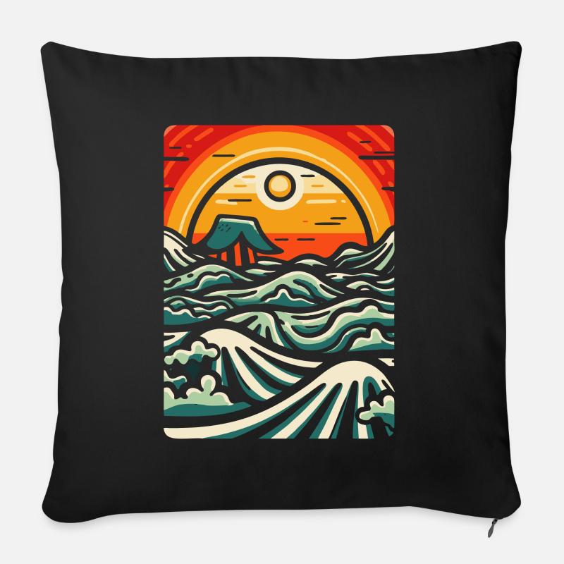 Holzschnitt Natur - Sofakissenbezug 45 x 45 cm - Schwarz
