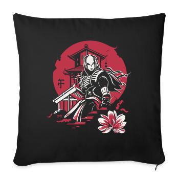 Japanischer Samurai-Held - Sofakissenbezug 45 x 45 cm - Schwarz - Vorne