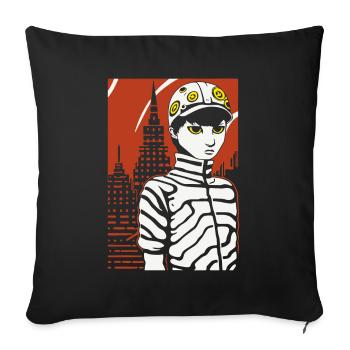 Asiatischer Stadt Junge: Kunst - Sofakissenbezug 45 x 45 cm - Schwarz - Vorne