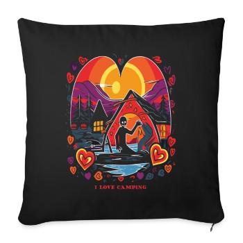 Heart and Horror: I Love Camping - Sofa pillowcase 17,3'' x 17,3'' (45 x 45 cm) - black - Front