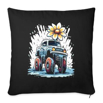Color Dripping Flowers Monster Truck - Sofa pillowcase 17,3'' x 17,3'' (45 x 45 cm) - black - Front