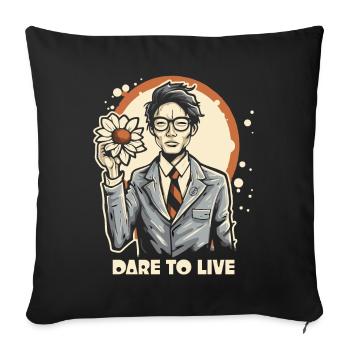 asian japanese man with flower and love - Sofa pillowcase 17,3'' x 17,3'' (45 x 45 cm) - black - Front