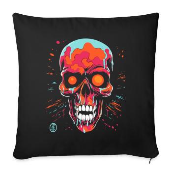 Dripping paint splashes and a skull - Sofa pillowcase 17,3'' x 17,3'' (45 x 45 cm) - black - Front