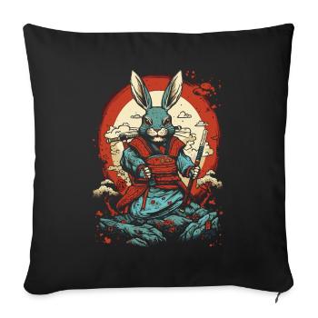 Ancient Japan: A Rabbit as an Edo Samurai - Sofa pillowcase 17,3'' x 17,3'' (45 x 45 cm) - black - Front