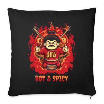 The Asian man is hot and spicy - Sofa pillowcase 17,3'' x 17,3'' (45 x 45 cm) - black - Front