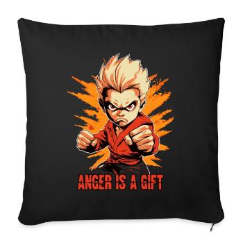 Kleiner wütender Martial-Arts-Junge wehrt sich - Sofakissenbezug 45 x 45 cm - Schwarz - Vorne