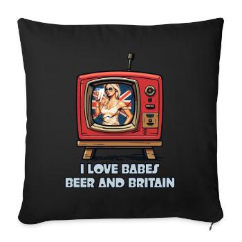 J’adore les filles, la bière et le Royaume-Uni - Housse de coussin décorative 45 x 45 cm - noir - Devant