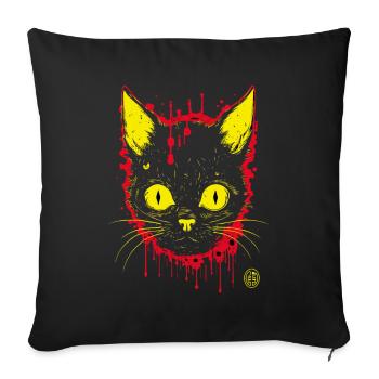 Chat d’horreur - Housse de coussin décorative 45 x 45 cm - noir - Devant
