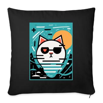 Art artiste chat avec coeur - Housse de coussin décorative 45 x 45 cm - noir - Devant