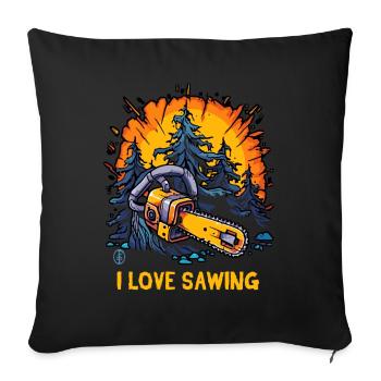 J’adore scier avec une tronçonneuse - Housse de coussin décorative 45 x 45 cm - noir - Devant