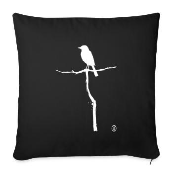 Bird on a branch - Sofa pillowcase 17,3'' x 17,3'' (45 x 45 cm) - black - Front