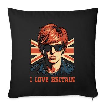 I love Britain - Sofa pillowcase 17,3'' x 17,3'' (45 x 45 cm) - black - Front