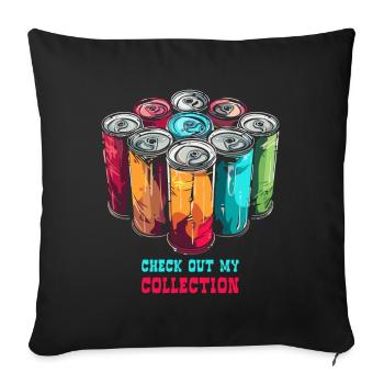 Energy Collection of Soda Cans Caffeine Drinks - Sofa pillowcase 17,3'' x 17,3'' (45 x 45 cm) - black - Front
