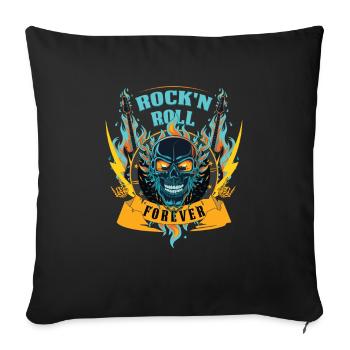 Rock n Roll Forever Skull Rocker cadeau - Housse de coussin décorative 45 x 45 cm - noir - Devant