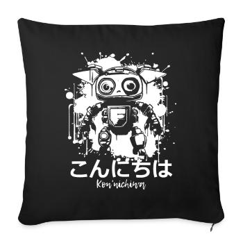 Effrayant Mignon Cyborg Robo dit, Konnichiwa - Housse de coussin décorative 45 x 45 cm - noir - Devant