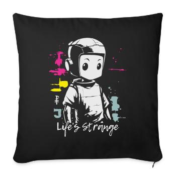 Life Is Weird, Cute Cyborg Robot - Sofa pillowcase 17,3'' x 17,3'' (45 x 45 cm) - black - Front