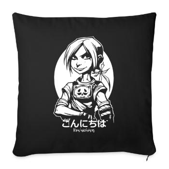 Heroic Swordswoman Anime Girl Hello - Sofa pillowcase 17,3'' x 17,3'' (45 x 45 cm) - black - Front