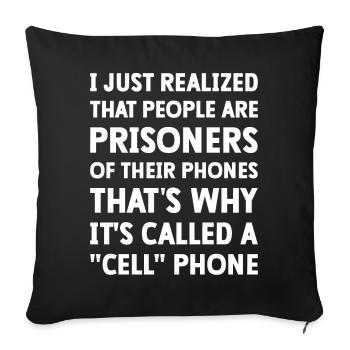 Drôle de dicton téléphone portable - Housse de coussin décorative 45 x 45 cm - noir - Devant