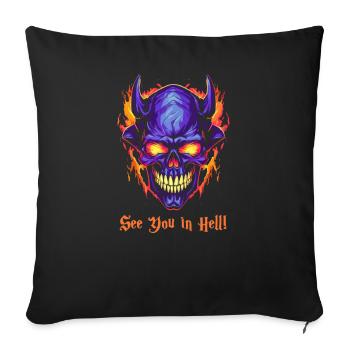 A bientôt en enfer : flammes et démons - Housse de coussin décorative 45 x 45 cm - noir - Devant