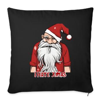 Je déteste Noël Saint-Nicolas Cadeaux Vacances - Housse de coussin décorative 45 x 45 cm - noir - Devant
