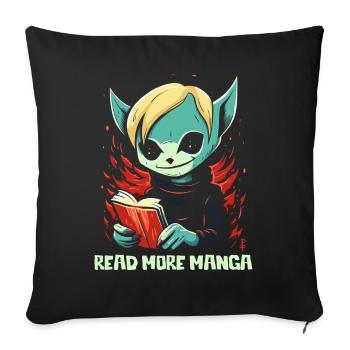 Créature de dessin animé animée avec livre : Lire la suite Manga - Housse de coussin décorative 45 x 45 cm - noir - Devant