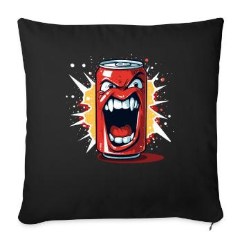 Canette de boisson en colère - Housse de coussin décorative 45 x 45 cm - noir - Devant