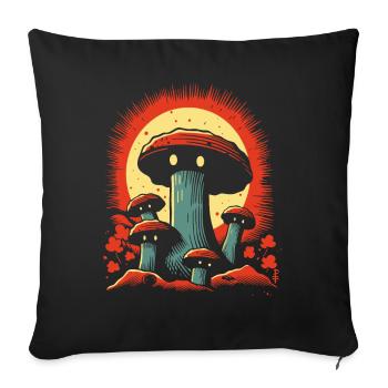 Champignons de dessin animé effrayants - Housse de coussin décorative 45 x 45 cm - noir - Devant