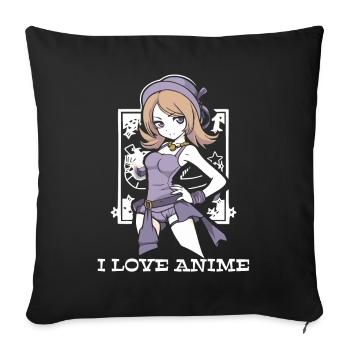 I love anime and manga - Sofa pillowcase 17,3'' x 17,3'' (45 x 45 cm) - black - Front