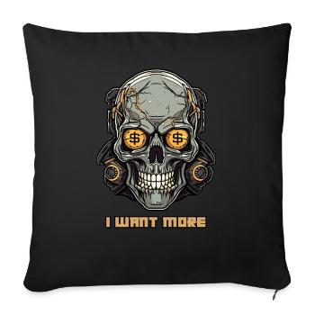 Greedy Cyborg Skull - Sofa pillowcase 17,3'' x 17,3'' (45 x 45 cm) - black - Front