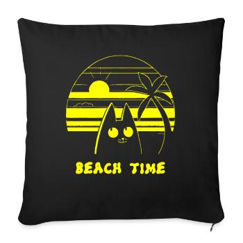 Palm Trees Beach Time Cat - Sofa pillowcase 17,3'' x 17,3'' (45 x 45 cm) - black - Front