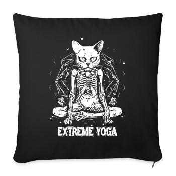 Skeleton zombie cat doing extreme yoga - Sofa pillowcase 17,3'' x 17,3'' (45 x 45 cm) - black - Front