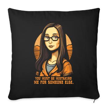 Modern Mona: Nerdy Science Lisa - Sofa pillowcase 17,3'' x 17,3'' (45 x 45 cm) - black - Front