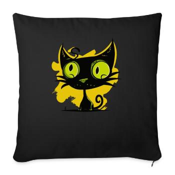 Modern Art: Black and Green Cat - Sofa pillowcase 17,3'' x 17,3'' (45 x 45 cm) - black - Front