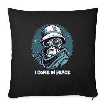 Je viens en paix, détective intergalactique - Housse de coussin décorative 45 x 45 cm - noir - Devant