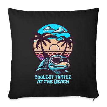 La tortue la plus cool de la plage - Housse de coussin décorative 45 x 45 cm - noir - Devant