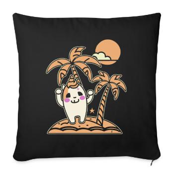 Happy on a desert island - Sofa pillowcase 17,3'' x 17,3'' (45 x 45 cm) - black - Front
