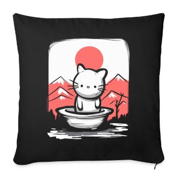 Japan under red sun, is a cute cat - Sofa pillowcase 17,3'' x 17,3'' (45 x 45 cm) - black - Front