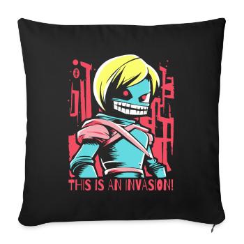 Il s’agit d’une invasion - Housse de coussin décorative 45 x 45 cm - noir - Devant