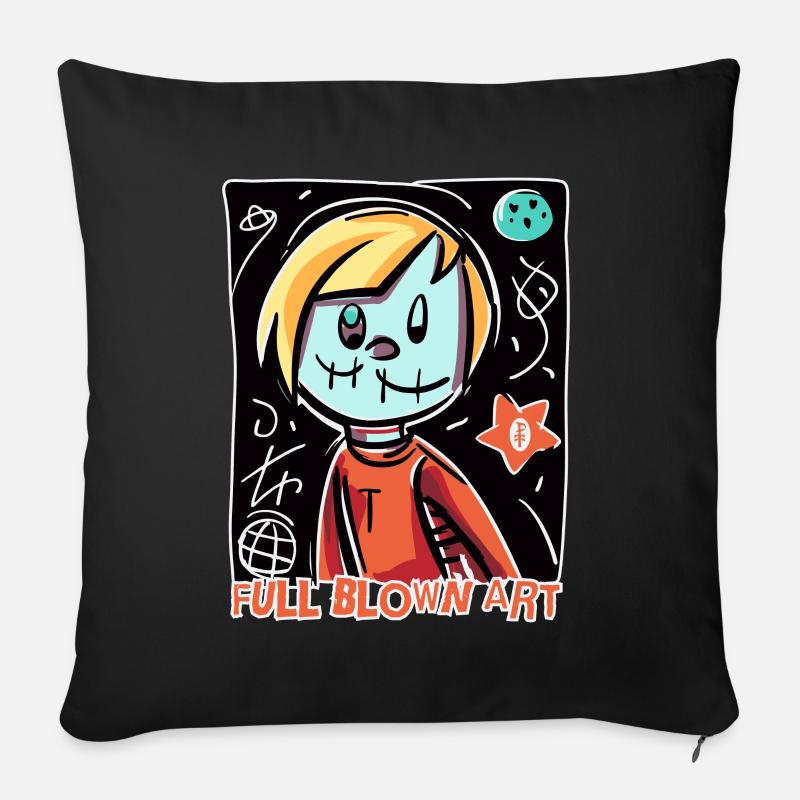 Full-fledged art in comic children's style - Sofa pillowcase 17,3'' x 17,3'' (45 x 45 cm) - black
