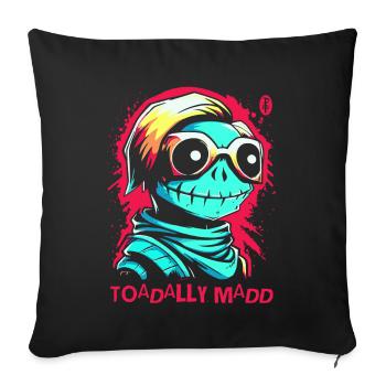 Cartoon Portrait, Totally Crazy Toad - Sofa pillowcase 17,3'' x 17,3'' (45 x 45 cm) - black - Front