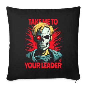 Comic Alien Cyborg : Emmenez-moi à votre chef - Housse de coussin décorative 45 x 45 cm - noir - Devant