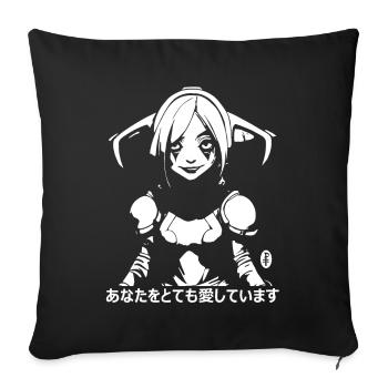 Japan Kanji Anime Girl, I Love You So Much - Sofa pillowcase 17,3'' x 17,3'' (45 x 45 cm) - black - Front
