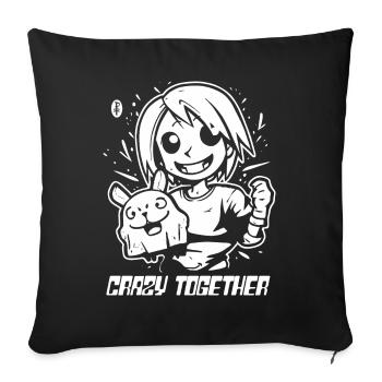 Anime Bunny et Anime Girl : Fou ensemble - Housse de coussin décorative 45 x 45 cm - noir - Devant