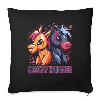 Crazy Horses - Sofa pillowcase 17,3'' x 17,3'' (45 x 45 cm) - black - Front