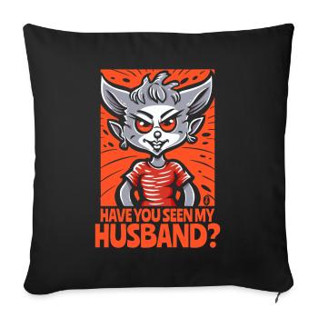 Avez-vous vu mon mari, la femme de dessin animé - Housse de coussin décorative 45 x 45 cm - noir - Devant